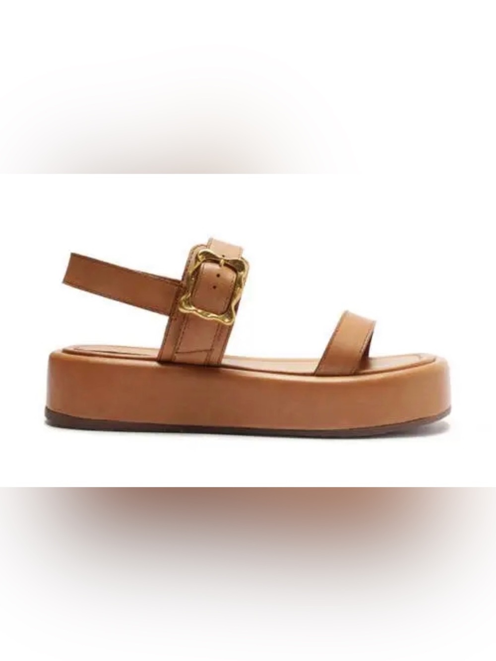 SCHUTZ Wavy Ankle Strap Leather platform Sandal Sz: 7.5 in Tan